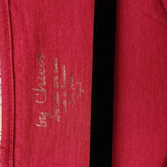 Chicos Dark Pink 3/4 Sleeve Tee with collared ruffle sz 3 (XL) - Picture 2 of 7